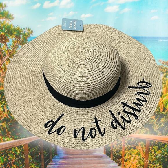 Brook + Bay “Do Not Disturb”Floppy Sun Hat | Wide Brim | Straw Beach Hat - Picture 6 of 16